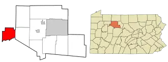 Location in Elk County and the state of Pennsylvania.