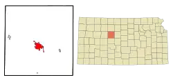 Location within Ellis County and Kansas