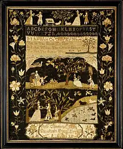 Sampler made by 12-year-old Patty Coggeshall of Rhode Island, dated 1792[26]