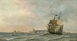 En engelsk bark langs kysten af Christians ø