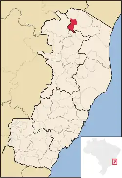 Location of Ponto Belo in Espírito Santo