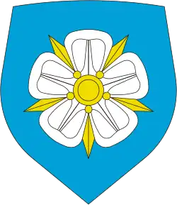 White rose pictured in the coat of arms of Viljandi
