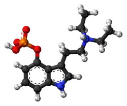Ball-and-stick model of the ethocybin molecule as a zwitterion