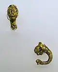 Etruria, goldsmiths of the classical and late classical period, 4th-2nd century BC, earrings with leonin protomes from cerveteri
