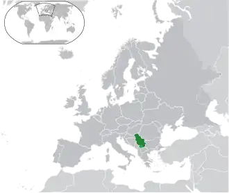 Map showing Serbia in Europe
