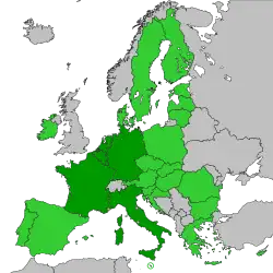 Founding member states illustrated by dark shade