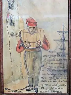 Ex voto offered by Jules Briand, who escaped from the penal colony at Toulon in 1812 and started a new life in the Antilles