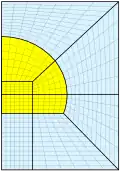 Non-curvilinear combination of different 2-D curvilinear grids