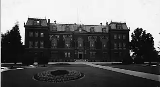 Front view of the building around 1900