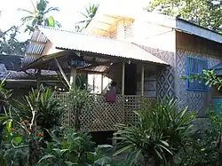 A rural house in Leyte with amakan sidings woven into diamond patterns