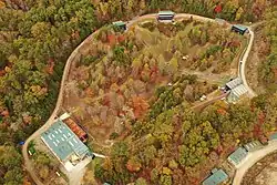 Drone view of the chimpanzee habitat at Project Chimps