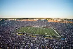 Large crowds seated in the Football Satdium