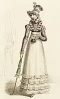 "Walking Dress" from the April 1820 La Belle Assemblée
