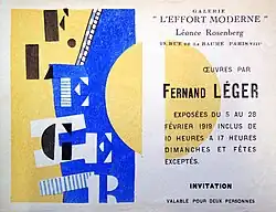 Fernand Léger, Galerie de L'Effort Moderne, February 1919