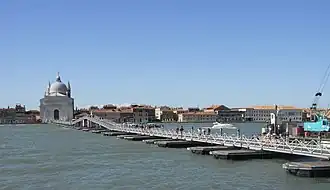 The pier that connects Giudecca with Venice during the Festa del Redentore in July