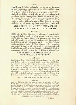 Pica, Small Pica, Long Primer and Brevier Greek typefaces, "1821" specimen