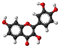 Ball-and-stick model of the fisetin molecule