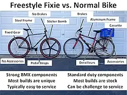 Visual differences between Freestyle Fixie and Normal Bike