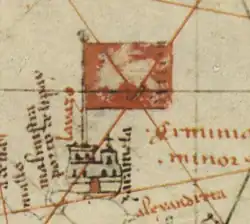 The flag of Ayas as shown on the Dalaroto atlas, now modern Yumurtalık (1325)