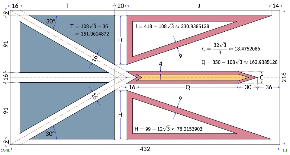 Flag of Newfoundland and Labrador construction sheet