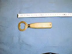 Bottle opener with wooden handle