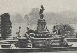 Close view of the Flora Fountain circa 1900 before it was damaged