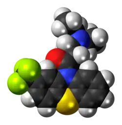 Space-filling model of the fluacizine molecule