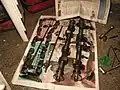 The camshafts unmounted from the engine
