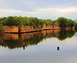 Shot of the defensive wall ruins of a nineteenth-century brick fort