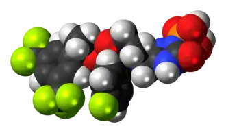 Space-filling model of the fosaprepitant molecule