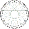 Foster graph colored to highlight various cycles.