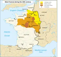 The County of Blois around 1050 (It covers the Blois area as well as Champagne)