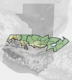 Location of Franja Transversal del Norte within Guatemala