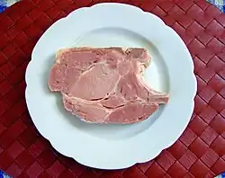 Salted and boiled pork kotelett