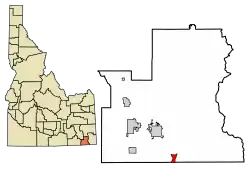 Location of Franklin in Franklin County, Idaho