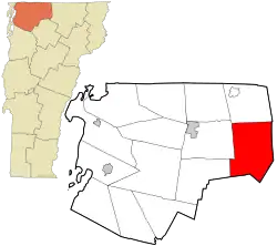 Location in Franklin County and the state of Vermont.