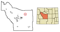 Location of Shoshoni in Fremont County, Wyoming