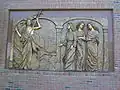 Frieze at entrance to Queen of Peace Mausoleum