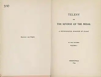 Title page, showing details of Teleny