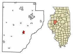 Location of Lewistown in Fulton County, Illinois.