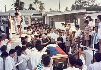 Funeral of Mayor Pablo G. Sarino in 1987 with full honors given by the townspeople, civil authorities, and the municipal police