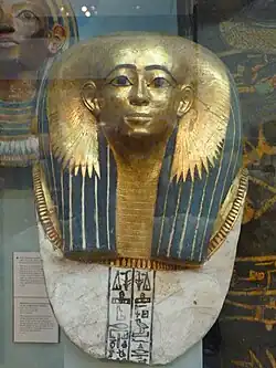 Mask of Sitdjehuti; c. 1500 BC; linen, plaster, gold and paint. British Museum.