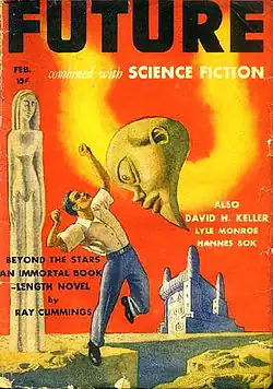 Cummings's novel Beyond the Stars was reprinted in the February 1942 issue of Future under a cover by Hannes Bok.