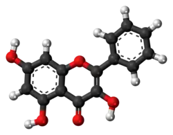 Ball-and-stick model of the galangin molecule