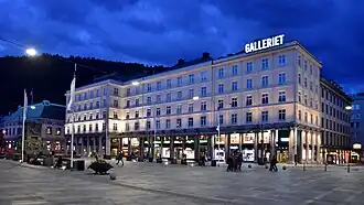 Night view of the Galleriet shopping mall