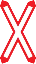 6d: Andreaskreuz: Indicates a single-track level crossing
