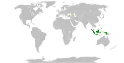 Map indicating locations of Georgia and Indonesia
