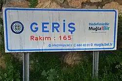 Place name sign of Geriş