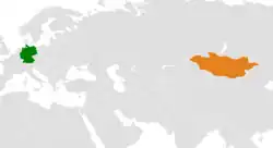 Map indicating locations of Germany and Mongolia