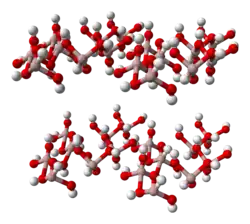 Unit cell ball and stick model of aluminium hydroxide